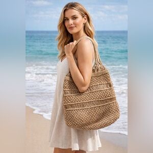 Jute Mesh Boho Tote Bag